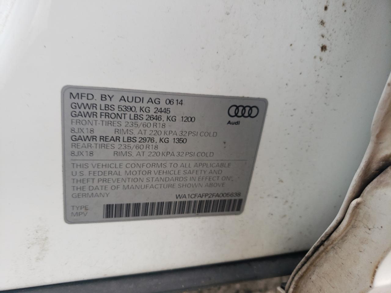 WA1CFAFP2FA005638 2015 AUDI Q5 - Image 13