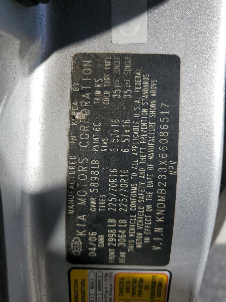 2006 Kia Sedona Ex VIN: KNDMB233X66086517 Lot: 83056874