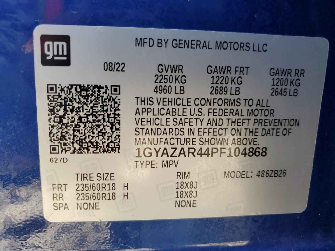 VIN 1GYAZAR44PF104868 2023 CADILLAC XT4 no.13