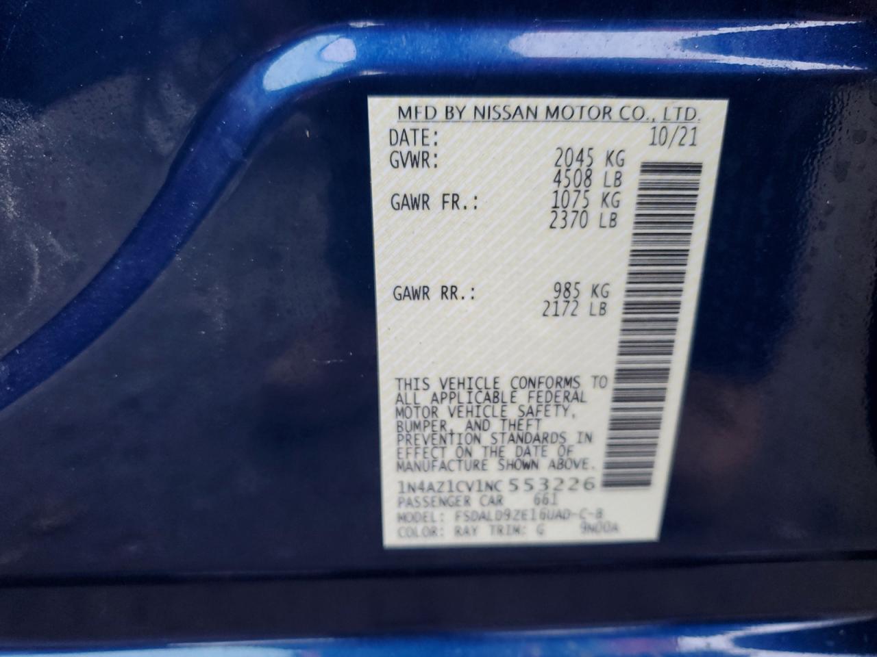 VIN 1N4AZ1CV1NC553226 2022 NISSAN LEAF no.13