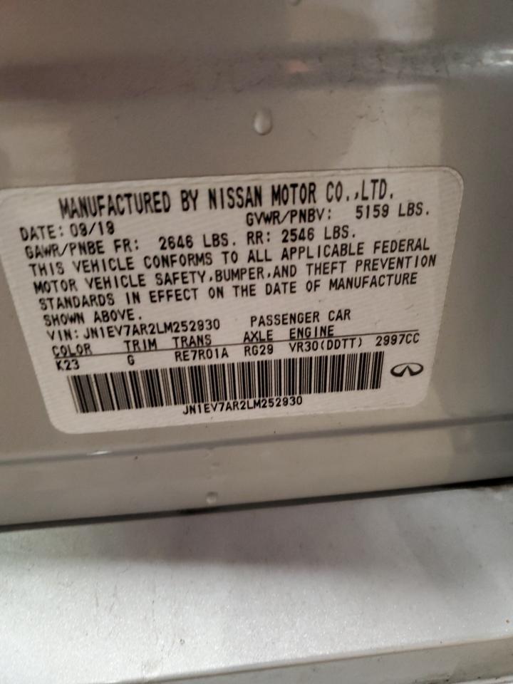 2020 Infiniti Q50 Pure VIN: JN1EV7AR2LM252930 Lot: 85925114