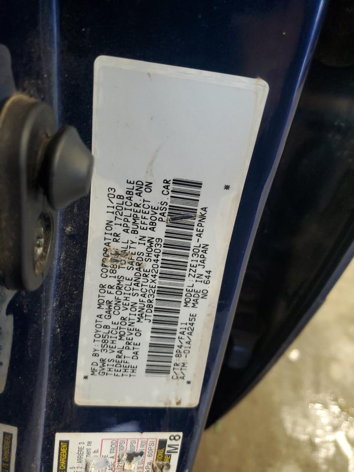 2004 Toyota Corolla Ce VIN: JTDBR32EX42044J39 Lot: 86448844