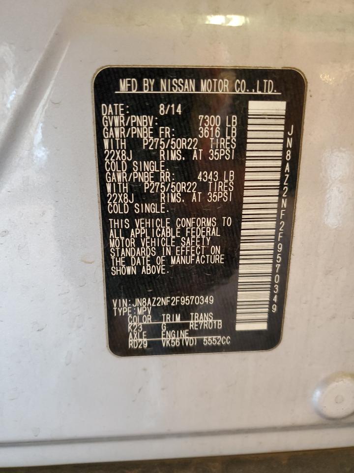 2015 Infiniti Qx80 VIN: JN8AZ2NF2F9570349 Lot: 83105234