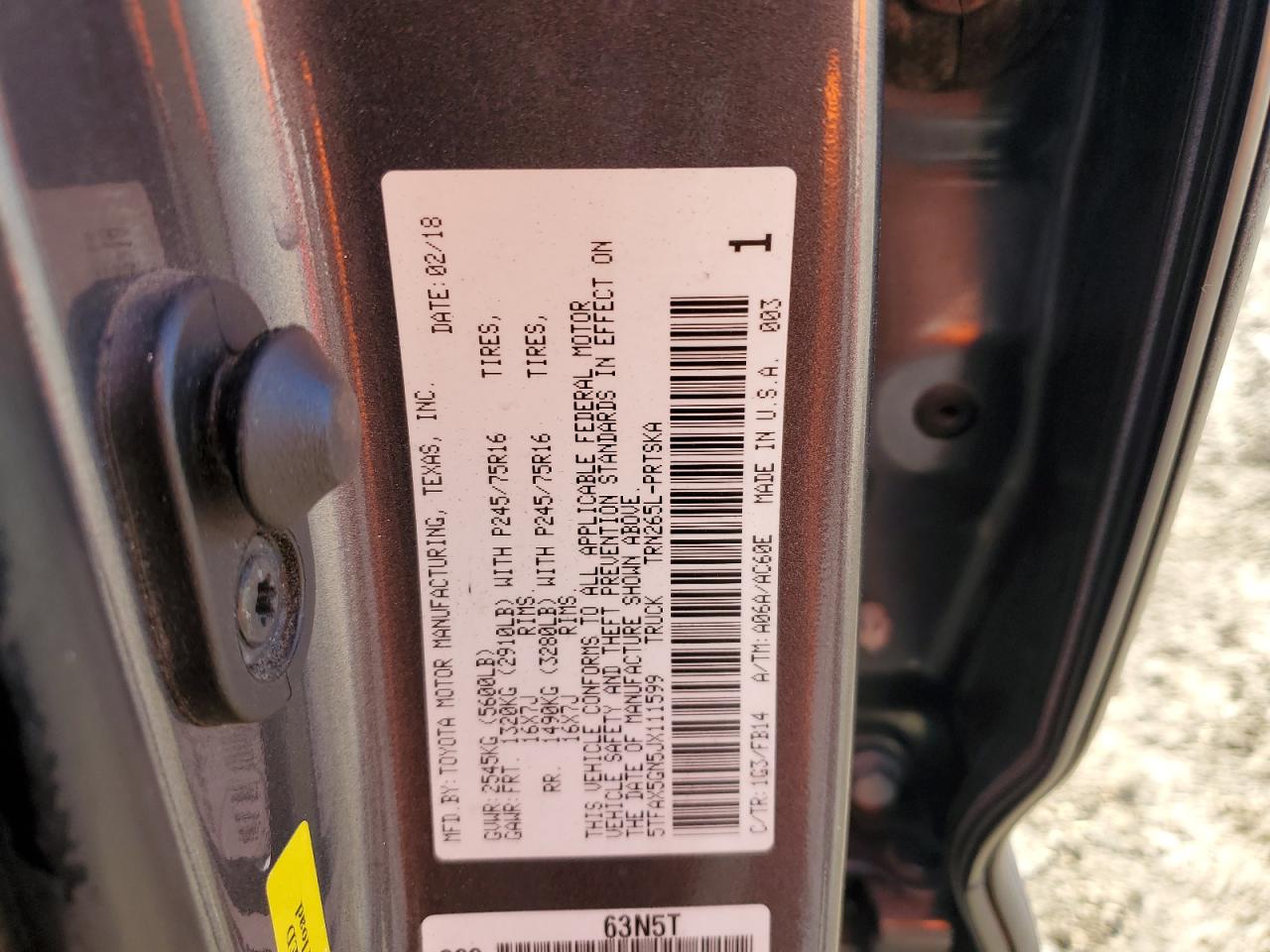 VIN 5TFAX5GN5JX111599 2018 TOYOTA TACOMA no.12