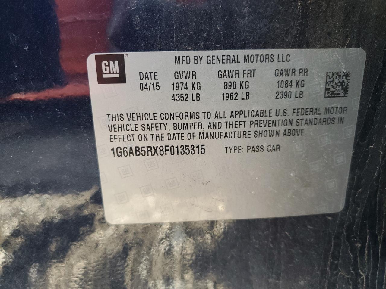 2015 Cadillac Ats Luxury VIN: 1G6AB5RX8F0135315 Lot: 57396745