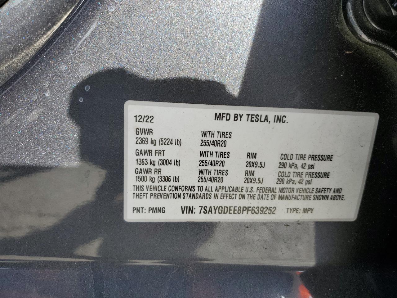 VIN 7SAYGDEE8PF639252 2023 TESLA MODEL Y no.12