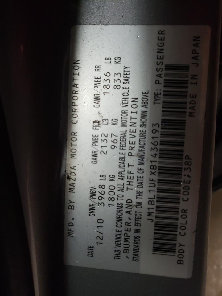 2011 Mazda 3 I VIN: JM1BL1UFXB1436193 Lot: 84439384