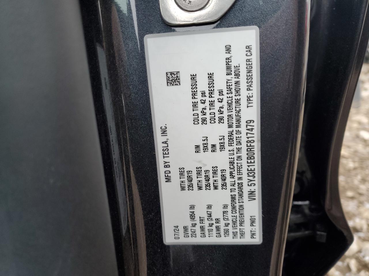 5YJ3E1EB0RF817479 Tesla Model 3 2024. Фото: 13