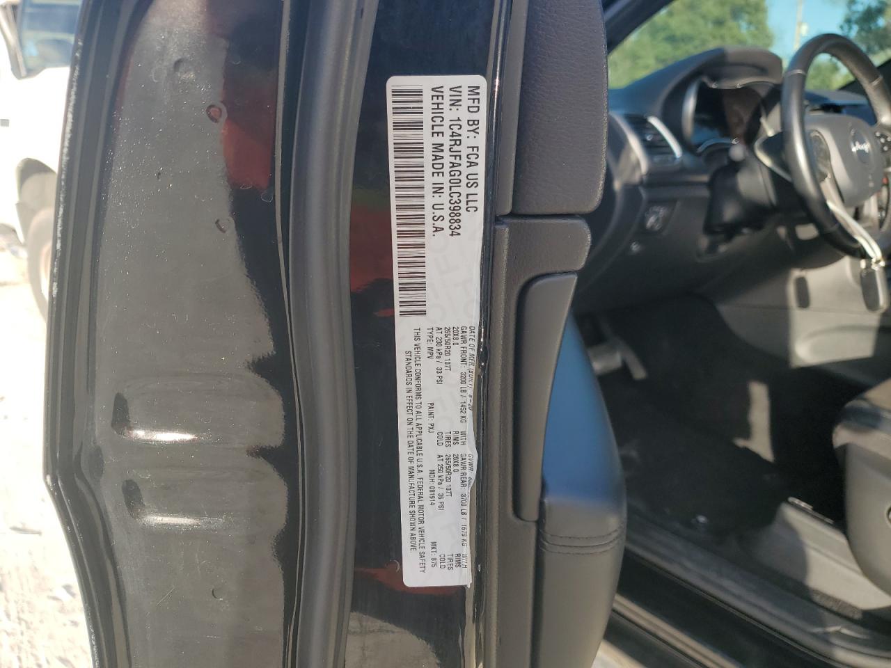 2020 Jeep Grand Cherokee Laredo VIN: 1C4RJFAG0LC398834 Lot: 85255264