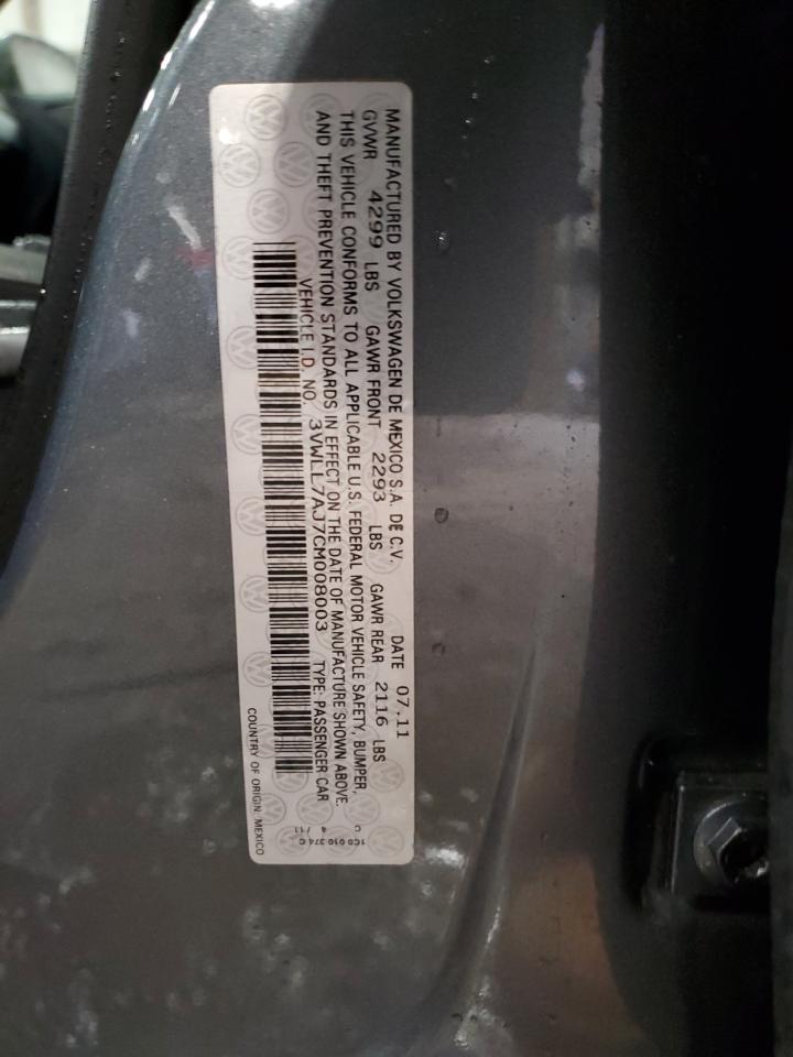 2012 Volkswagen Jetta Tdi VIN: 3VWLL7AJ7CM008003 Lot: 82441004