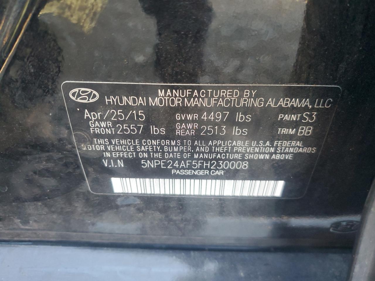 5NPE24AF5FH230008 2015 HYUNDAI SONATA - Image 14