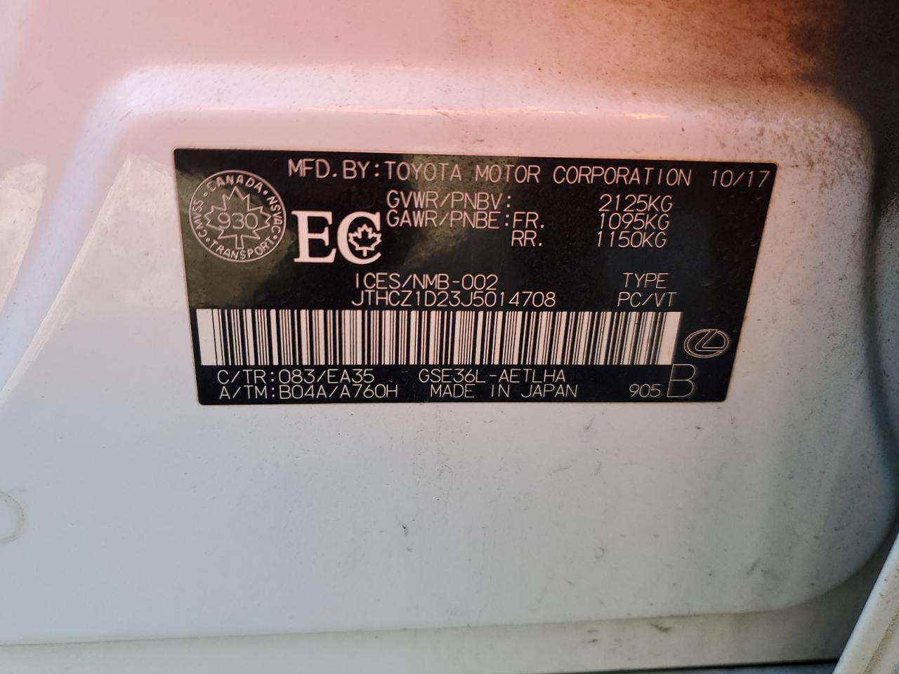 2018 Lexus Is 350 VIN: JTHCZ1D23J5014708 Lot: 83664294