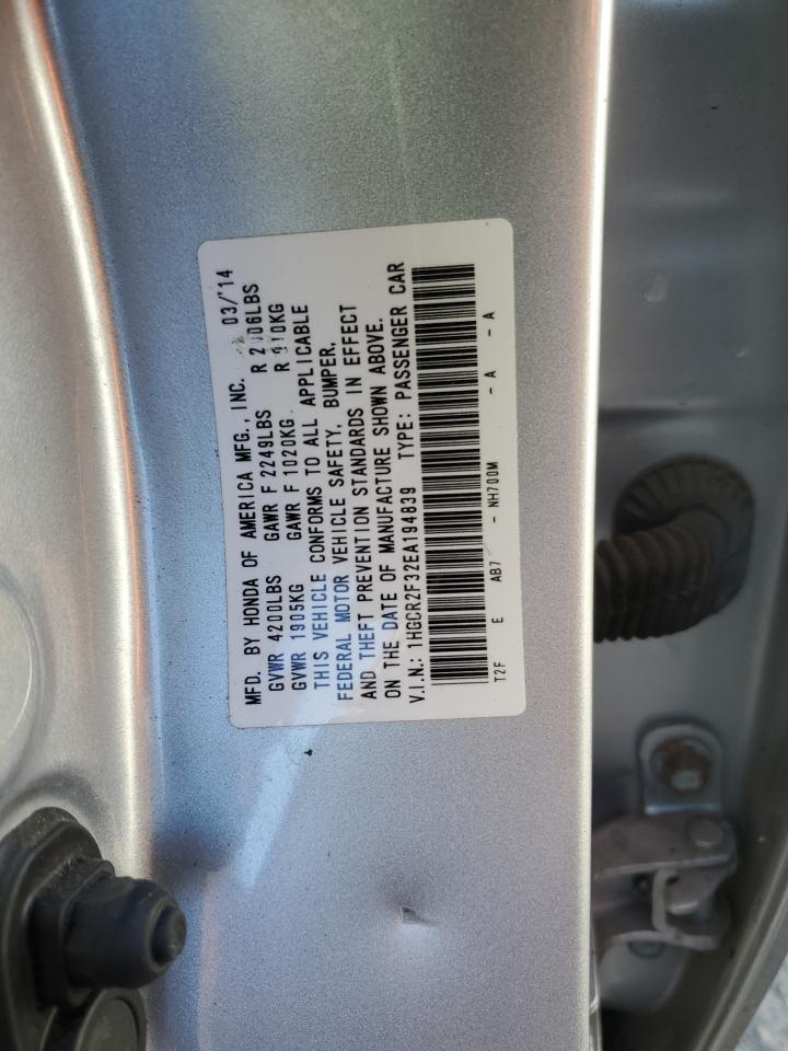 VIN 1HGCR2F32EA194839 2014 HONDA ACCORD no.12