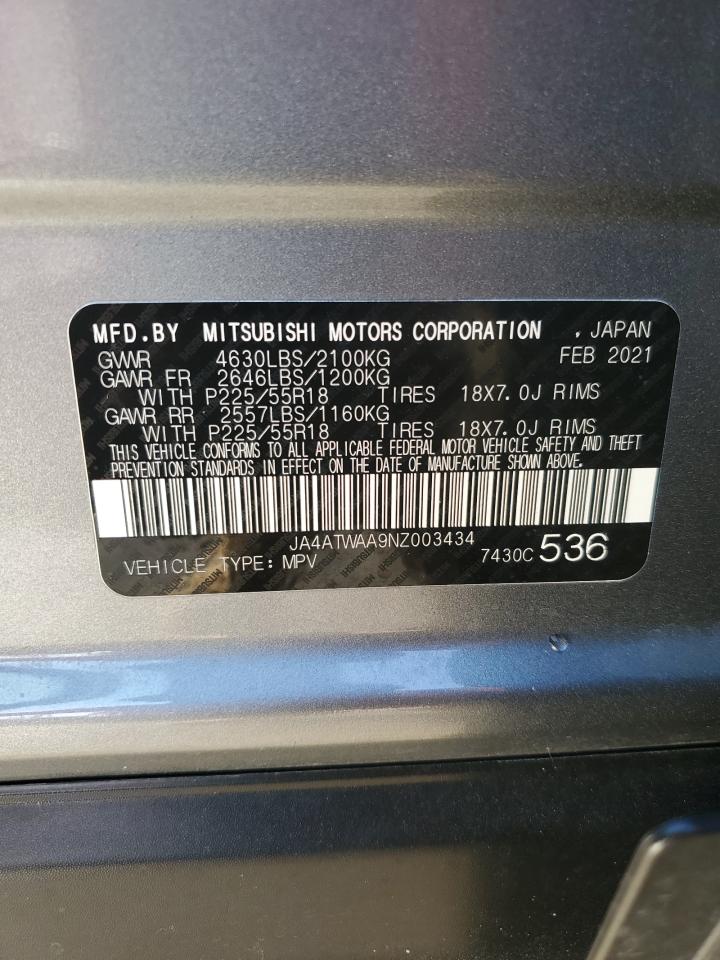 2022 Mitsubishi Eclipse Cross Se VIN: JA4ATWAA9NZ003434 Lot: 86115584