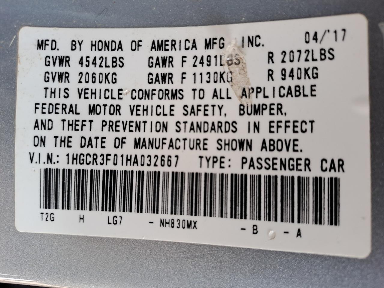 1HGCR3F01HA032667 - 2017 Honda Accord Sport Special Edition - #87135744