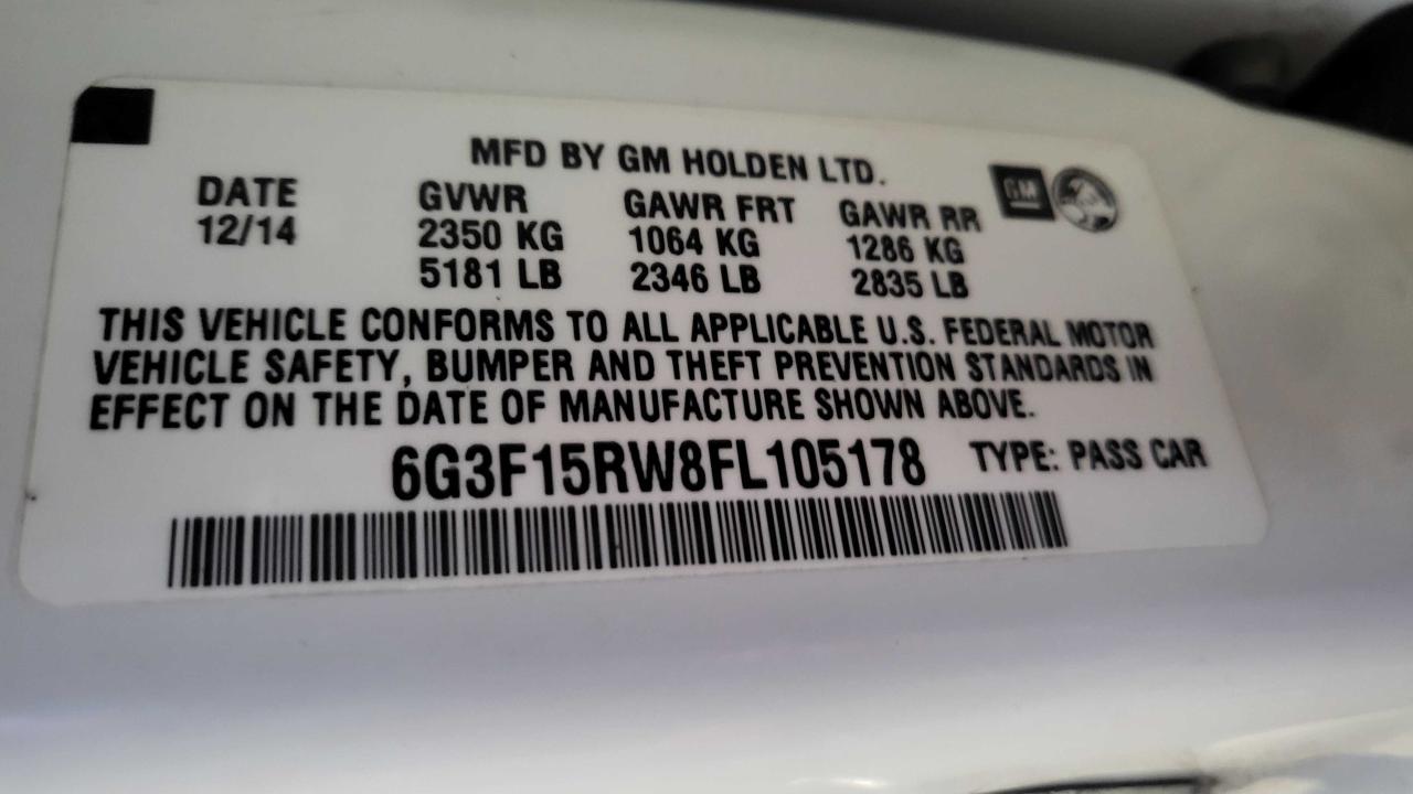 2015 Chevrolet Ss VIN: 6G3F15RW8FL105178 Lot: 85070454