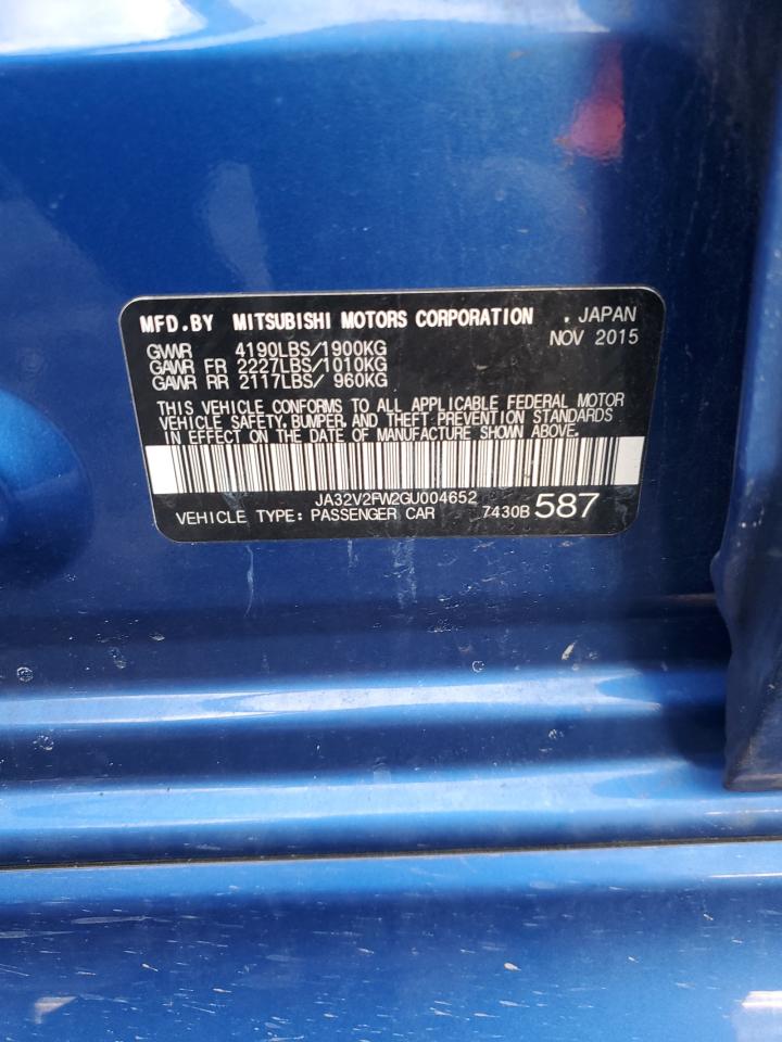 2016 Mitsubishi Lancer Es VIN: JA32V2FW2GU004652 Lot: 86703024