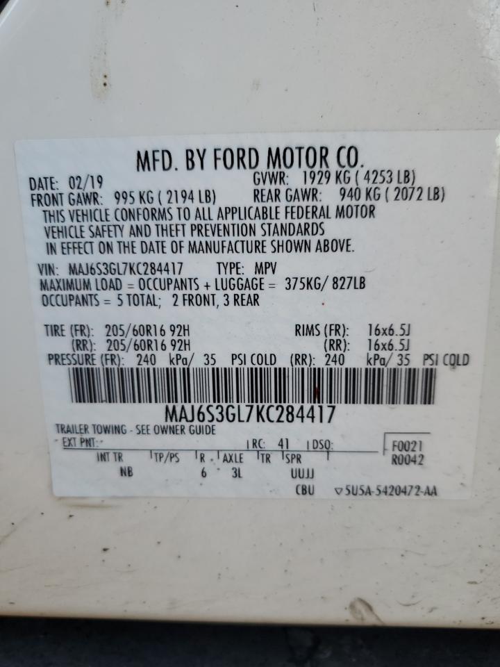 2019 Ford Ecosport Se VIN: MAJ6S3GL7KC284417 Lot: 83716754