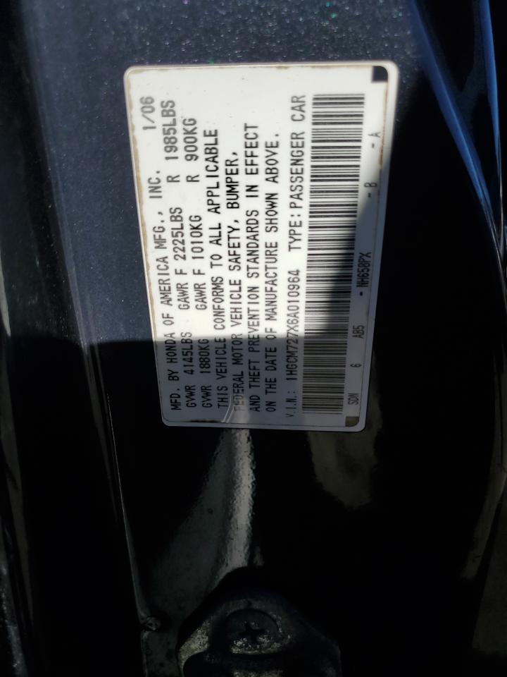 2006 Honda Accord Ex VIN: 1HGCM727X6A010964 Lot: 84546894