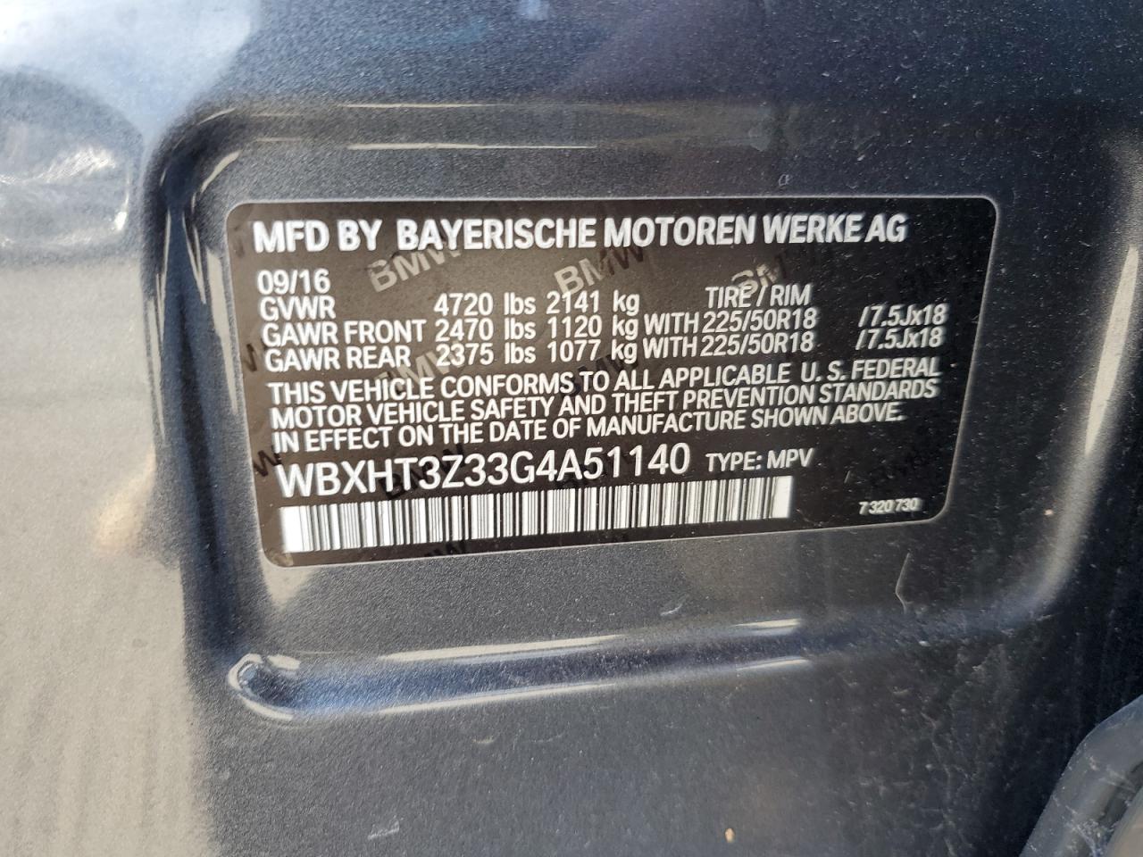 VIN WBXHT3Z33G4A51140 2016 BMW X1 no.13