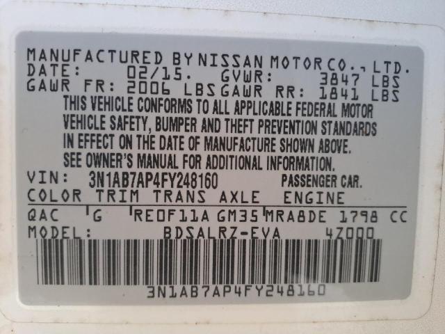 3N1AB7AP4FY248160 - 2015 NISSAN SENTRA - #84370894