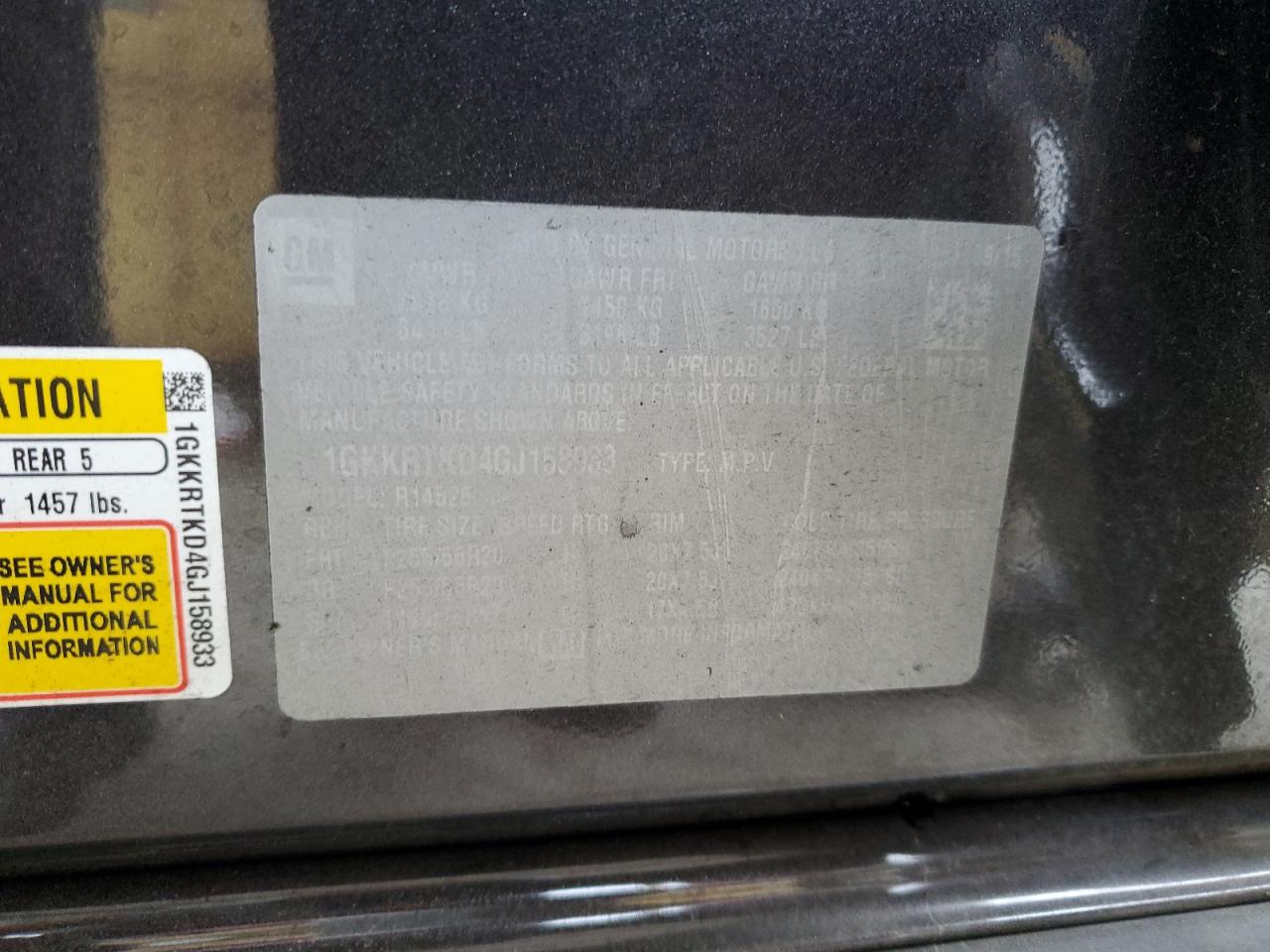 2016 GMC Acadia Denali VIN: 1GKKRTKD4GJ158933 Lot: 82620794