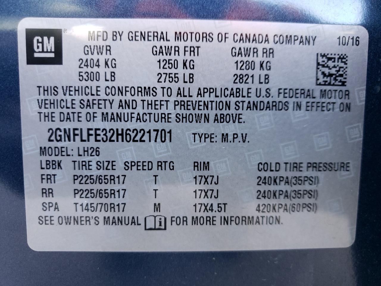 VIN 2GNFLFE32H6221701 2017 CHEVROLET EQUINOX no.14