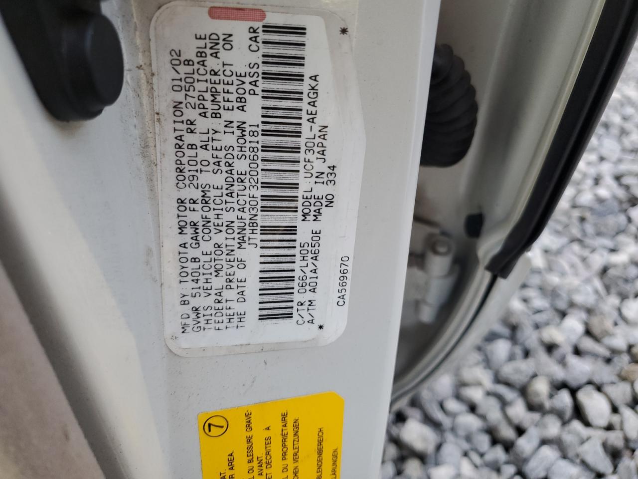 2002 Lexus Ls 430 VIN: JTHBN30F320068181 Lot: 85792414