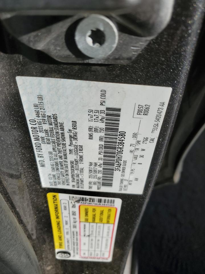 VIN 3FA6P0H70GR384580 2016 FORD FUSION no.12