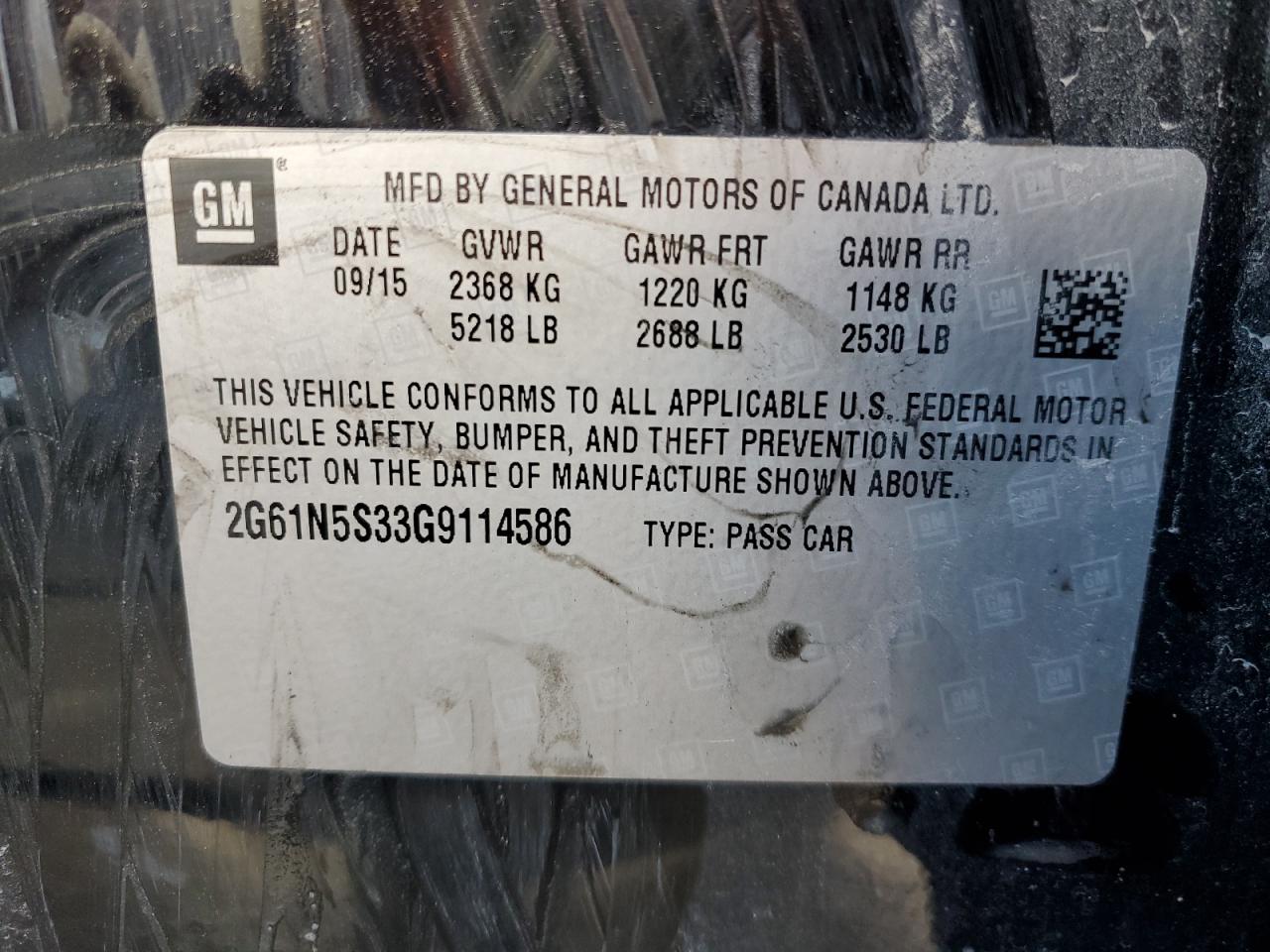 2016 Cadillac Xts Luxury Collection VIN: 2G61N5S33G9114586 Lot: 81753134