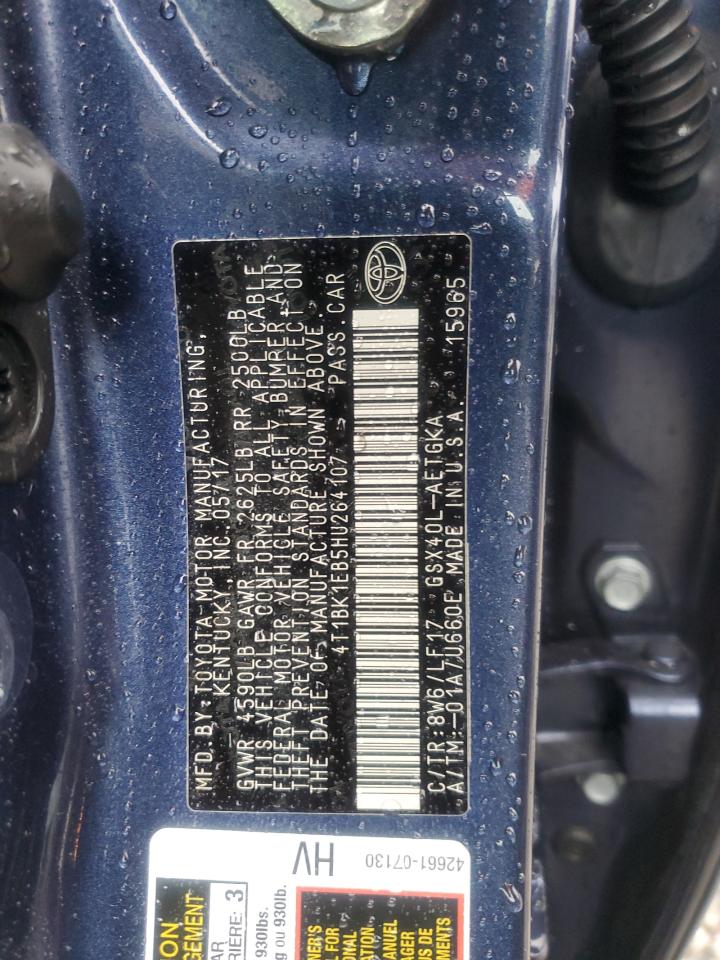 2017 Toyota Avalon Xle VIN: 4T1BK1EB5HU264107 Lot: 85090264