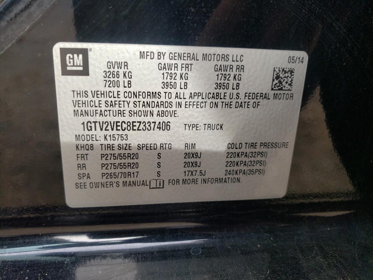 VIN 1GTV2VEC8EZ337406 2014 GMC SIERRA no.12