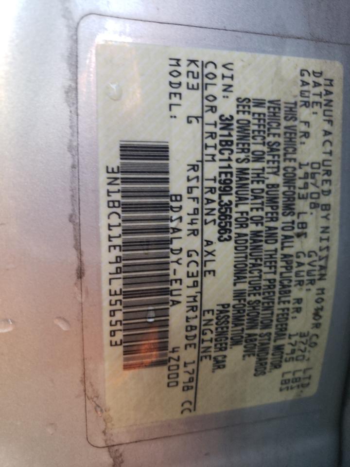 2009 Nissan Versa S VIN: 3N1BC11E99L356563 Lot: 85711914