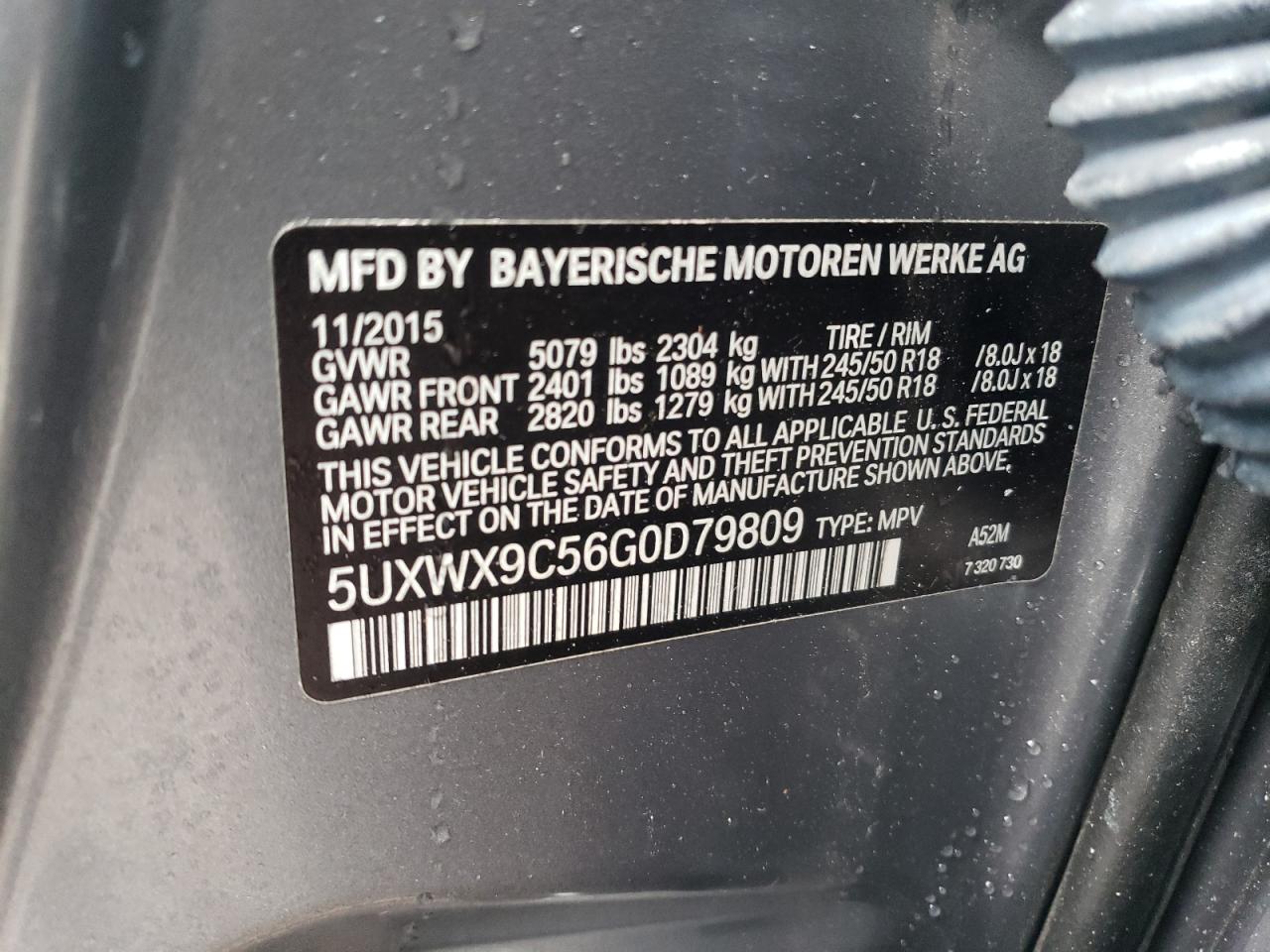 VIN 5UXWX9C56G0D79809 2016 BMW X3 no.13