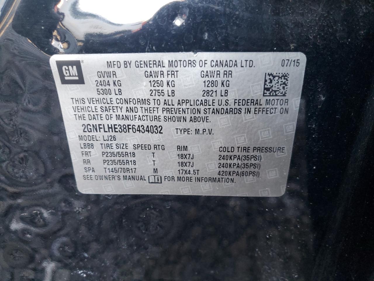 VIN 2GNFLHE38F6434032 2015 CHEVROLET EQUINOX no.13