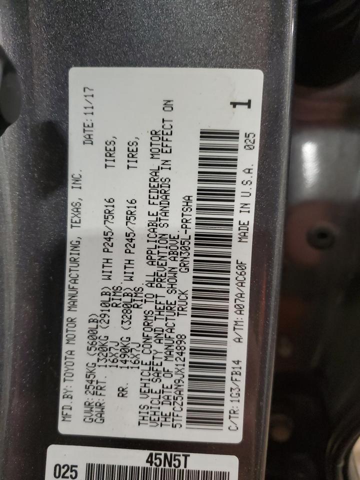 VIN 5TFCZ5AN9JX124898 2018 TOYOTA TACOMA no.12