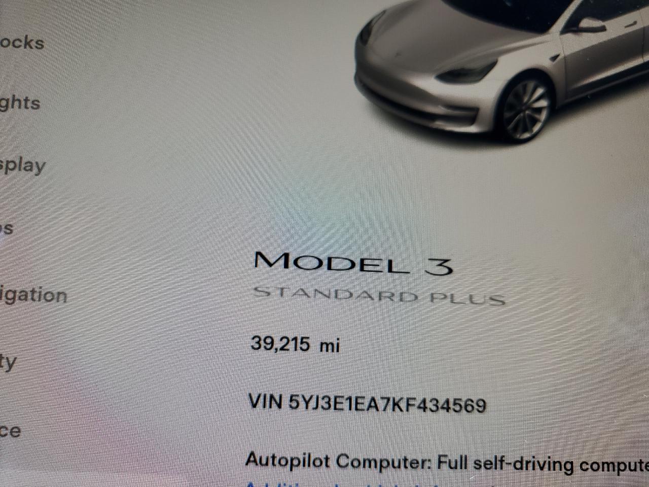 2019 Tesla Model 3 VIN: 5YJ3E1EA7KF434569 Lot: 70163714