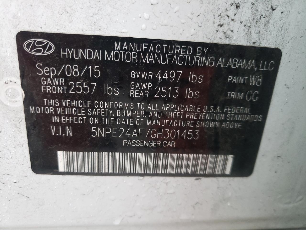 VIN 5NPE24AF7GH301453 2016 HYUNDAI SONATA no.12