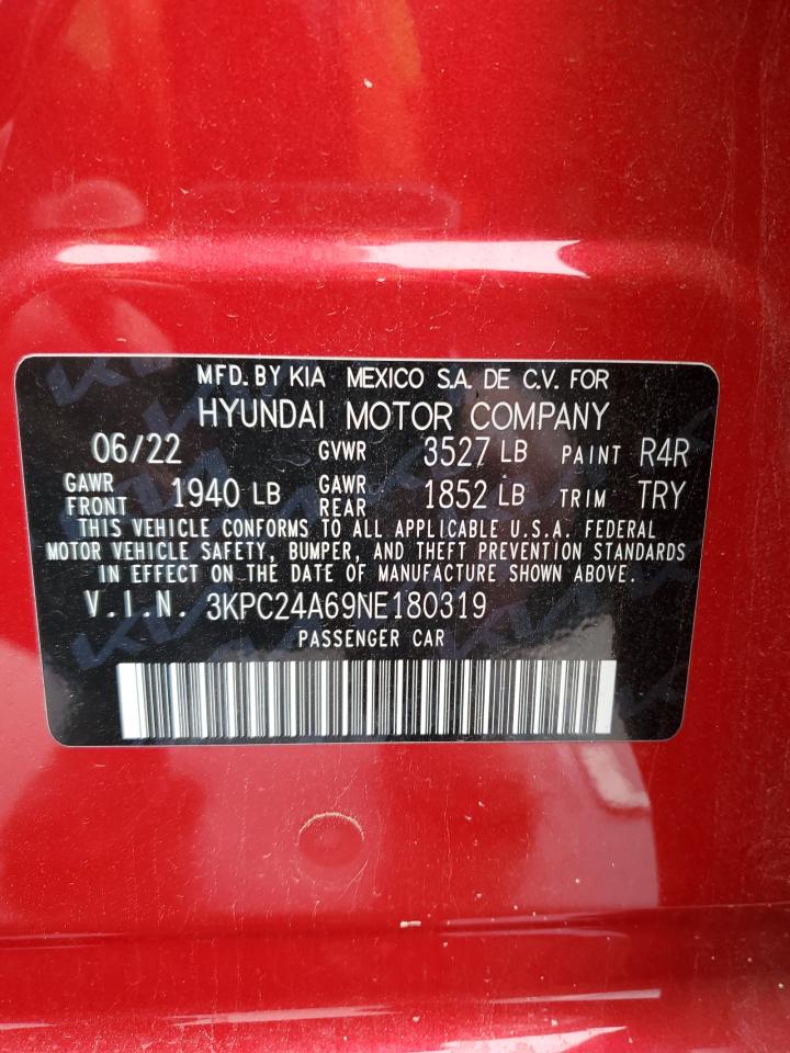 2022 Hyundai Accent Se VIN: 3KPC24A69NE180319 Lot: 84962844
