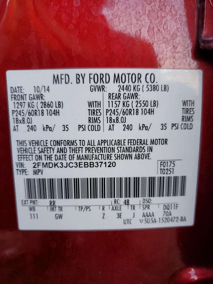 2014 Ford Edge Sel VIN: 2FMDK3JC3EBB37120 Lot: 85507264