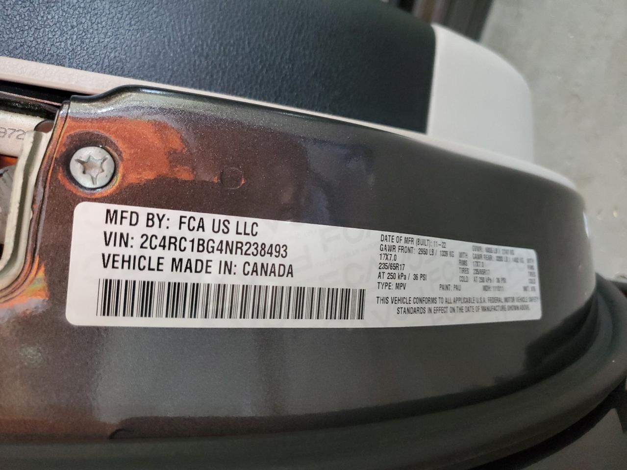 2022 Chrysler Pacifica Touring L VIN: 2C4RC1BG4NR238493 Lot: 83100894