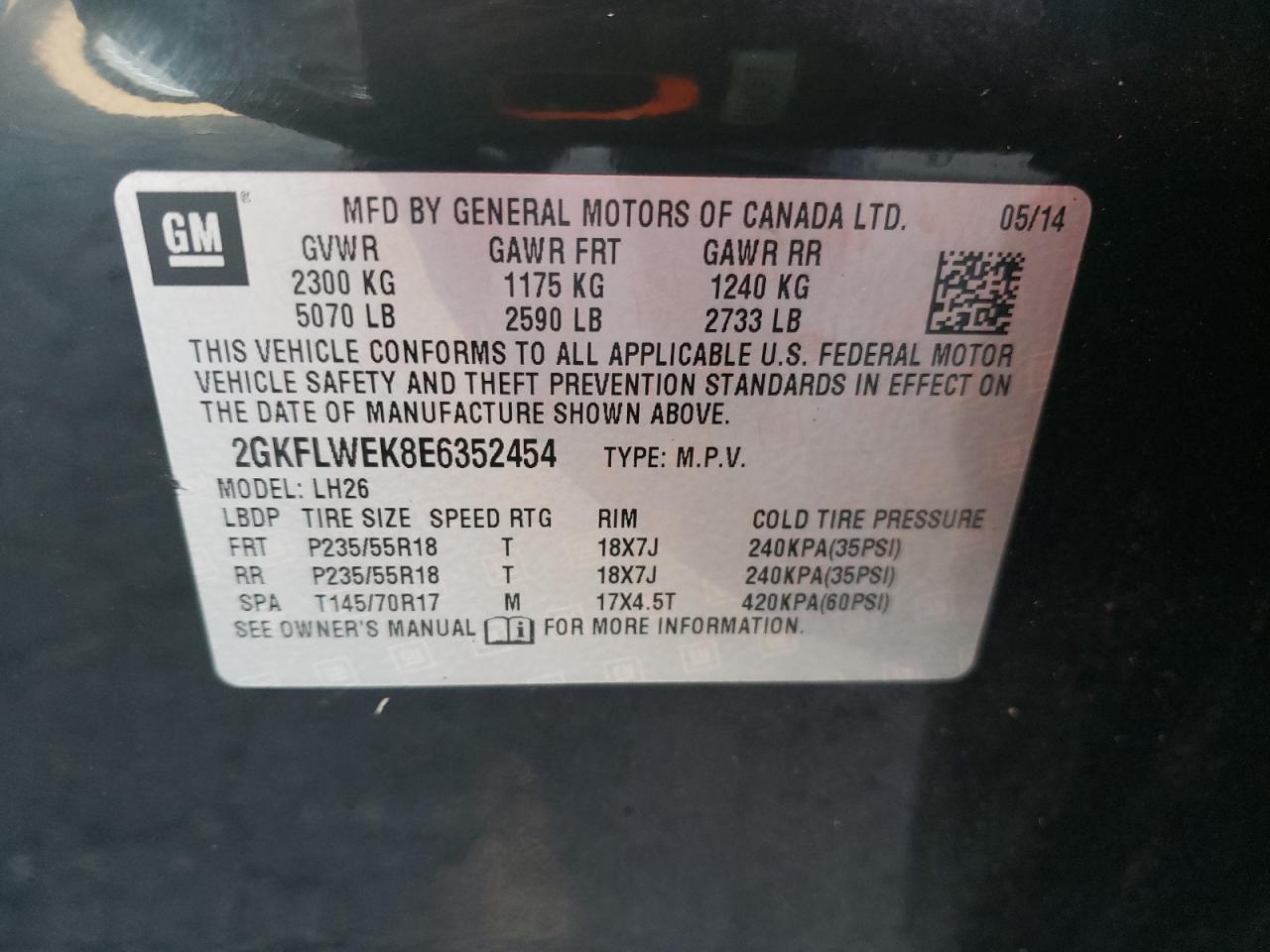 VIN 2GKFLWEK8E6352454 2014 GMC TERRAIN no.12