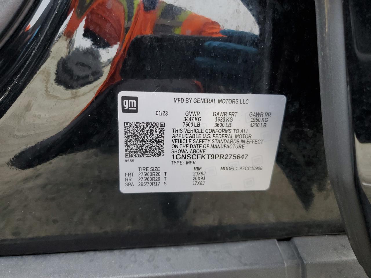 2023 Chevrolet Suburban C1500 Premier VIN: 1GNSCFKT9PR275647 Lot: 86282864