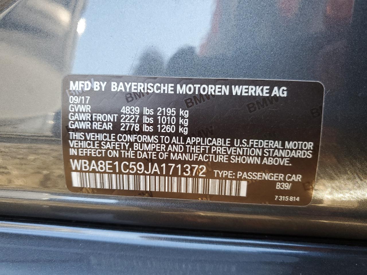 VIN WBA8E1C59JA171372 2018 BMW 3 SERIES no.12