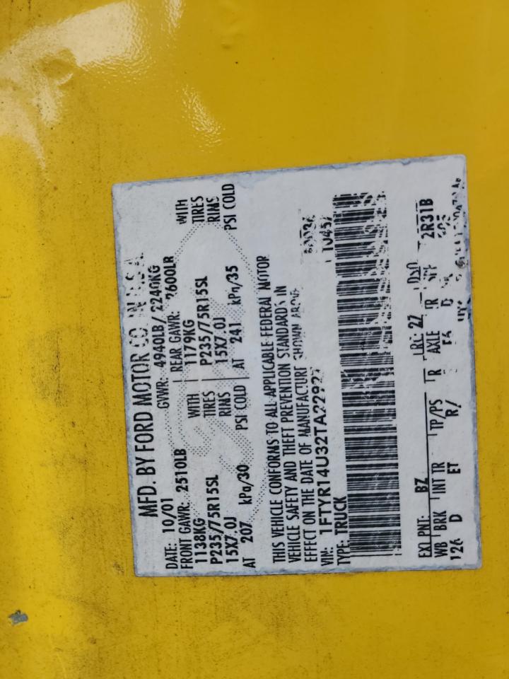 2002 Ford Ranger Super Cab VIN: 1FTYR14U32TA22927 Lot: 85519434