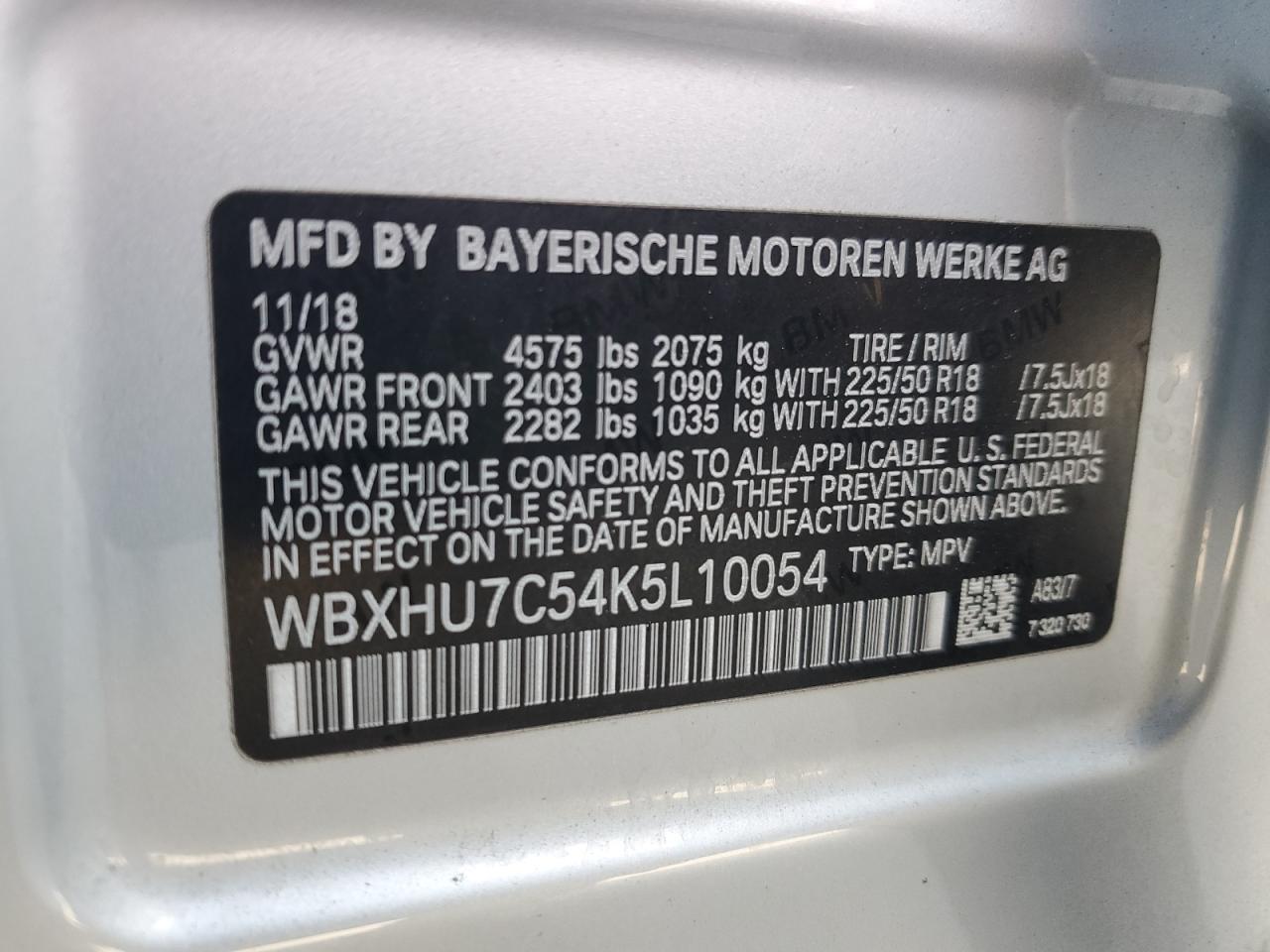 VIN WBXHU7C54K5L10054 2019 BMW X1 no.13