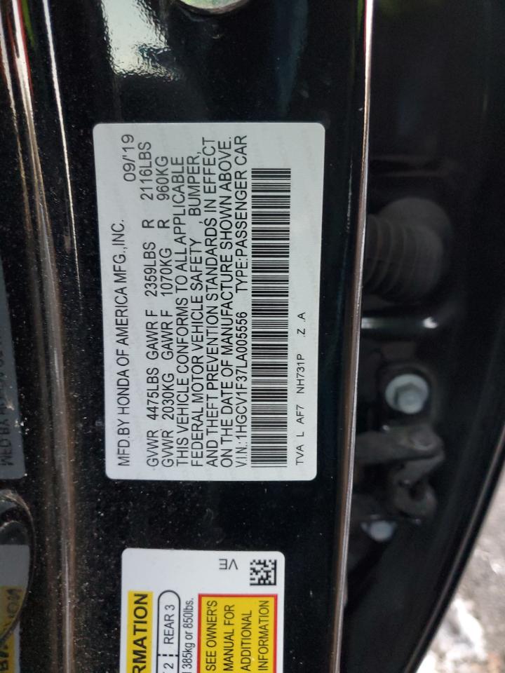 VIN 1HGCV1F37LA005556 2020 HONDA ACCORD no.12