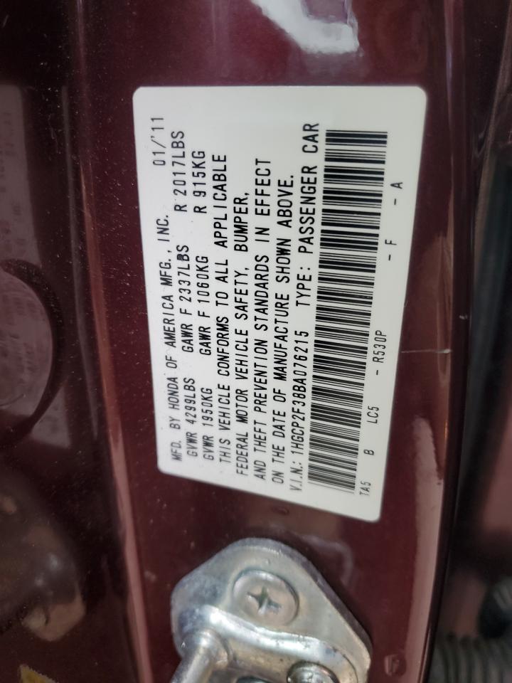 2011 Honda Accord Lx VIN: 1HGCP2F38BA076215 Lot: 82820634