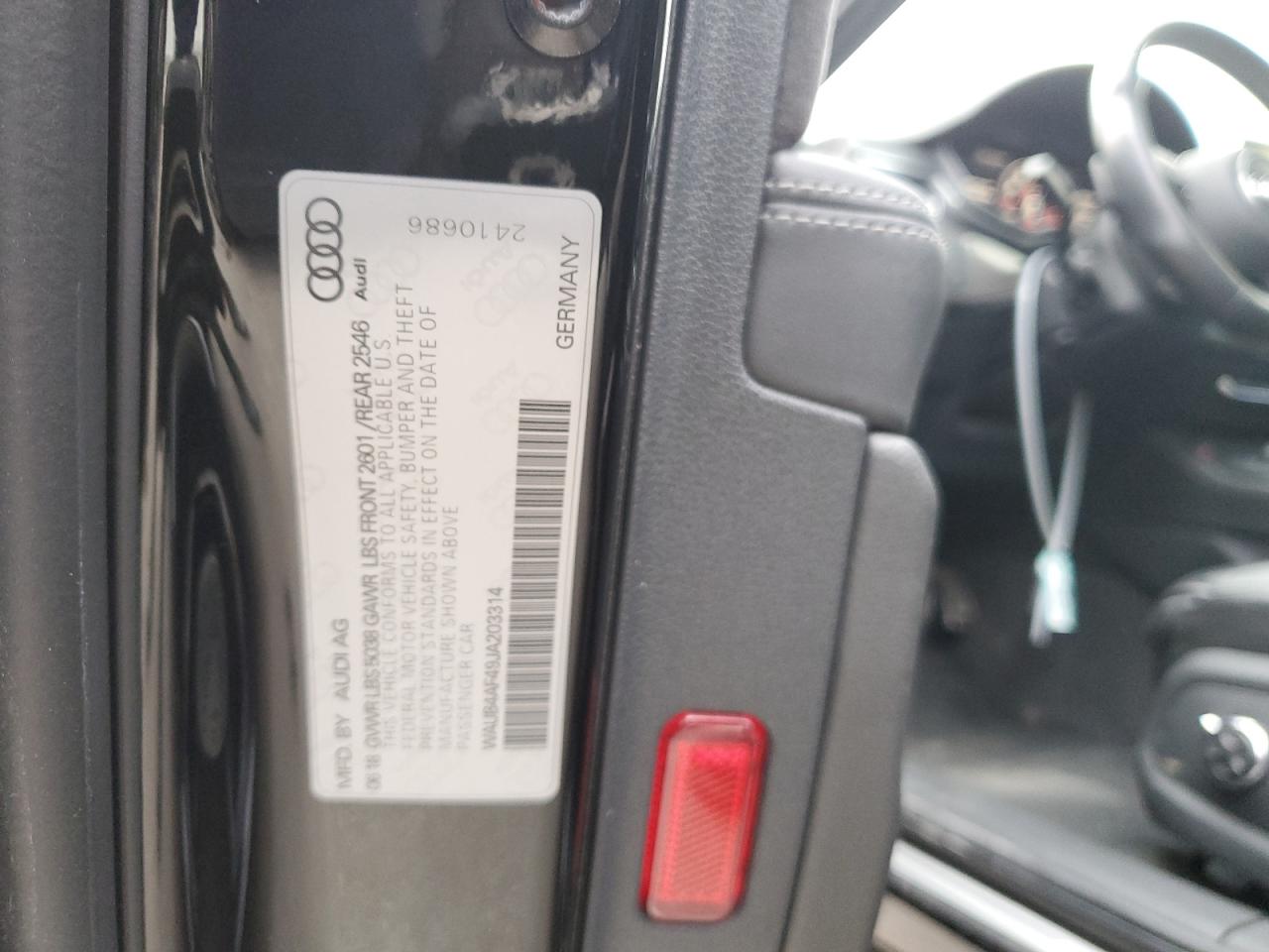 2018 Audi S4 Premium Plus VIN: WAUB4AF49JA203314 Lot: 83093654