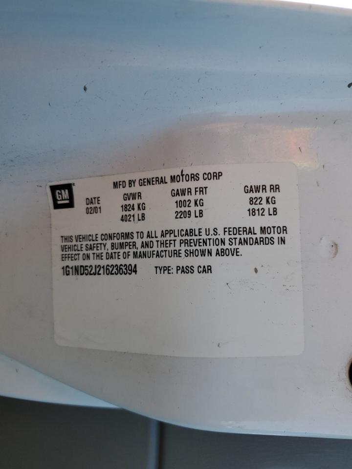 2001 Chevrolet Malibu VIN: 1G1ND52J216236394 Lot: 87068314